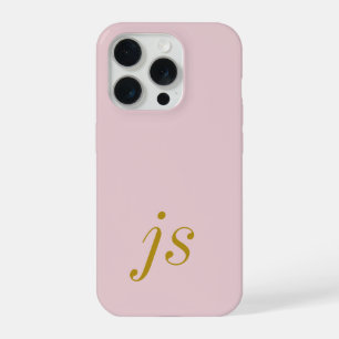Modern Elegant Blush Pink Gold Monogram Initials iPhone 15 Pro Case