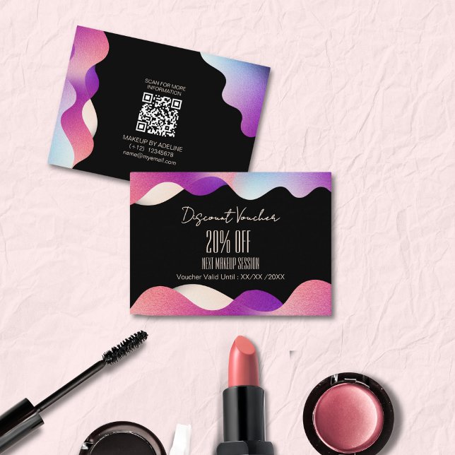 Modern Elegant Blush Pink Gradient Waves Pattern  Discount Card (Creator Uploaded)