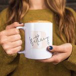 Modern Elegant Blush Pink Monogram Coffee Mug<br><div class="desc">A handwritten monogram design in an elegant style in black informal casual script typography over a blush bold pink initial oversized letter. The text can easily be customised for a design as unique as you are!</div>