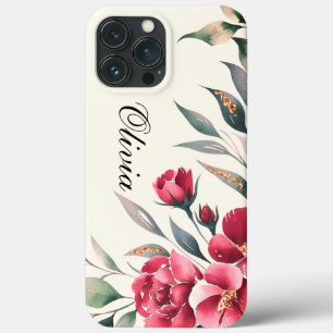 Modern elegant blush pink rose flowers iPhone 13 pro max case