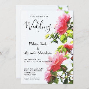 Modern elegant blush pink roses wedding invitation