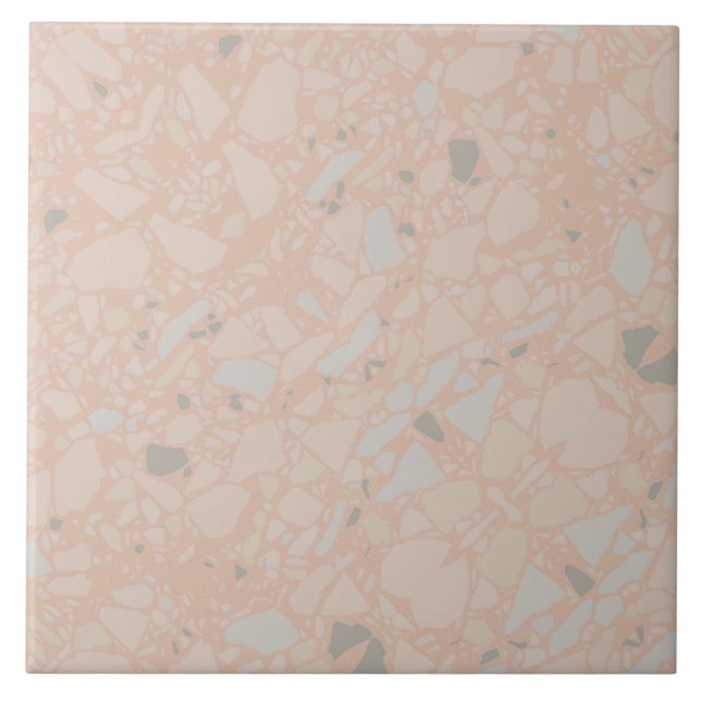 Modern Elegant Blush Pink Terrazzo Effect Tile (Front)