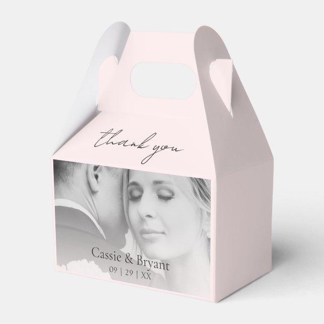 Modern Elegant Blush Pink Wedding Thank You Favour Box (Front Side)