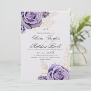 Modern & Elegant Blush Purple Floral Wedding Invitation
