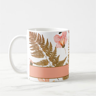 Modern elegant bohemian spring leaves & flowers coffee mug