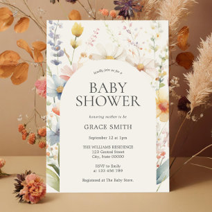 Modern Elegant Boho Floral Baby Shower Invitation