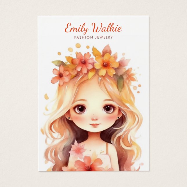 Modern Elegant boho girl earring display card  (Front)