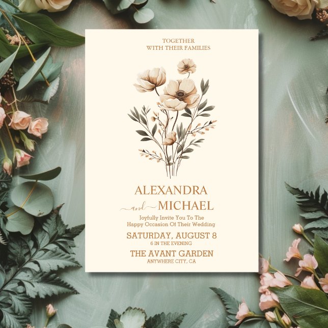 Modern Elegant Boho Nature Wildflowers Wedding Invitation (Creator Uploaded)