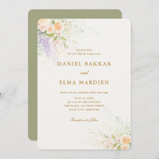 Modern Elegant Boho Wildflower Wedding Invitation