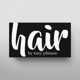 Modern Elegant Bold Black&White Hair Stylist Business Card