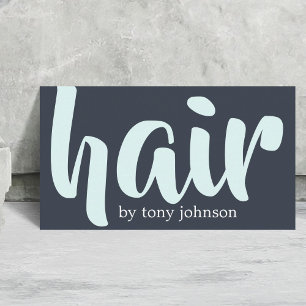 Modern Elegant Bold Blue White Hair Stylist Business Card