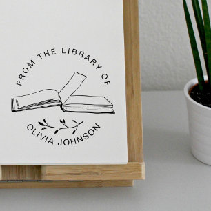 Modern Elegant Book Custom From The Library Rubber Stamp