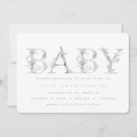 Modern elegant botanical birth announcement