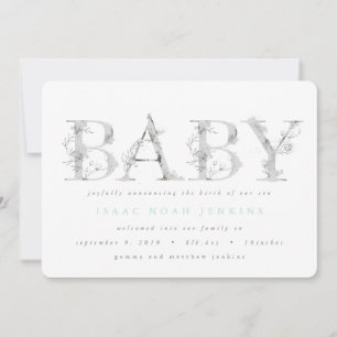 Modern elegant botanical birth announcement