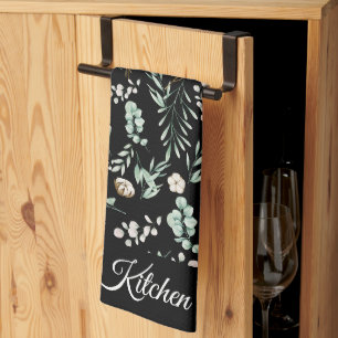 Modern Elegant Botanical Eucalyptus Tea Towel