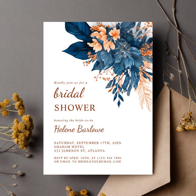 Modern Elegant Botanical Floral Bridal Shower Invitation (Modern Elegant Botanical Floral Bridal Shower Invitation)
