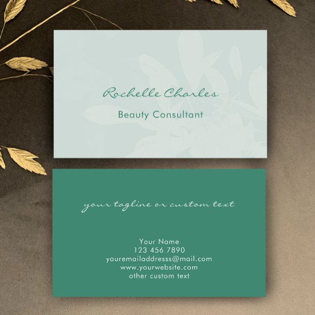 Modern Elegant Botanical Green Beauty Professional Business Card (Personalize this beautiful green business card template. Elegant eucalyptus botanical unique design.)