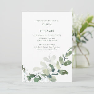 Modern Elegant Botanical Green Eucalyptus Wedding Invitation
