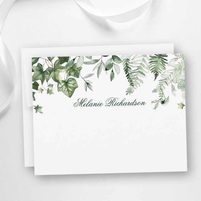 Modern Elegant Botanical Ivy Greenery Personalised Card (Customize to change text size, color, style or to add more text to front or back of card.)