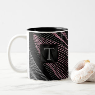 Modern Elegant Botanical Lines Pink Grey Black Two-Tone Coffee Mug