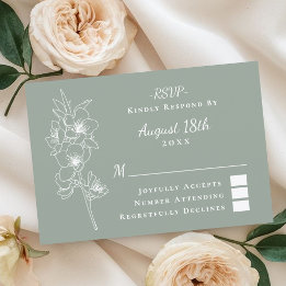 Modern Elegant Botanical Sage Green Wedding RSVP Card