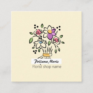 Modern Elegant Bouquet Floral Florist Square Business Card