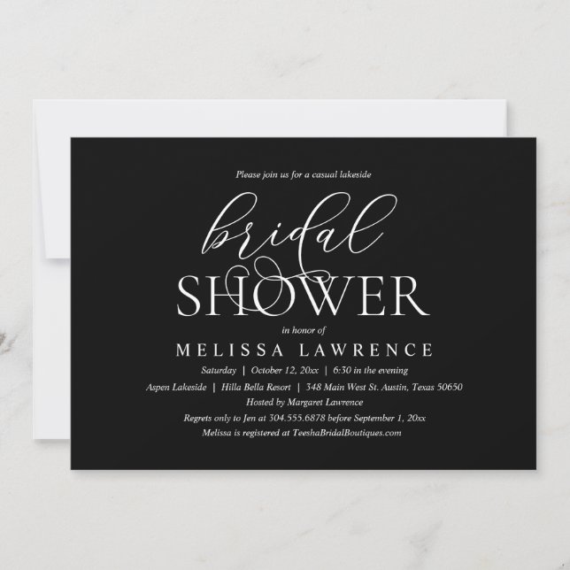 Modern Elegant Bridal Shower Dinner and Party Invitation (Front)
