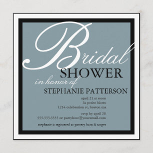 Modern & Elegant Bridal Shower in Blue Invitation