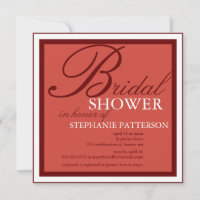 Modern & Elegant Bridal Shower in Red Invitation