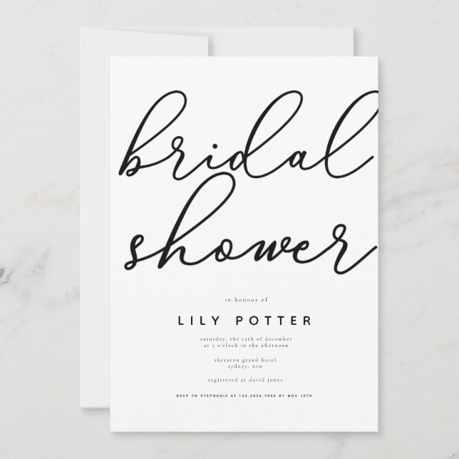 Modern Elegant Bridal Shower Invitation (Front)