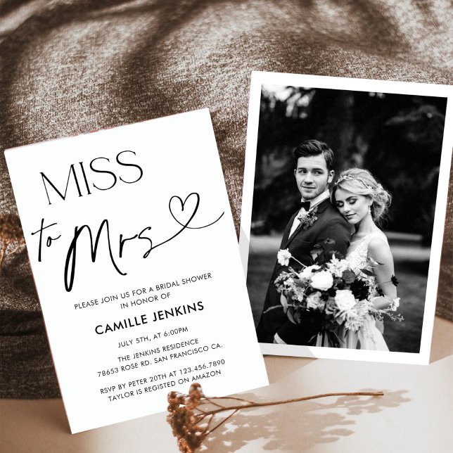 Modern Elegant Bridal Shower Photo Invitation (Creator Uploaded)