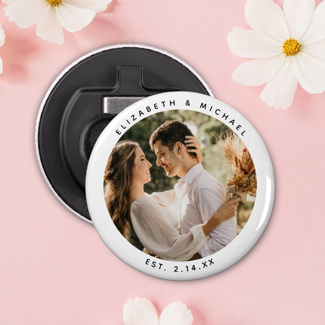 Modern Elegant Bride and Groom Photo Wedding Favou Bottle Opener (Creator Uploaded)