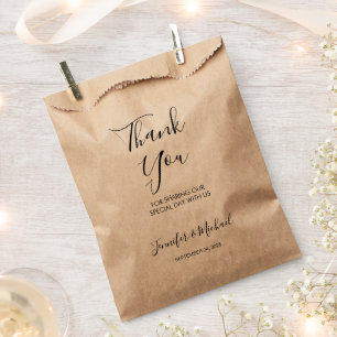 Modern elegant bride and groom Thank You wedding Favour Bag