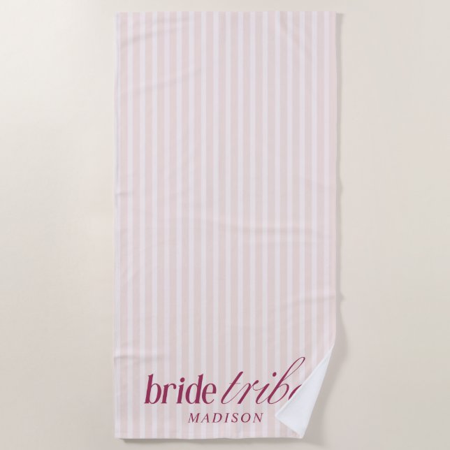 Modern Elegant Bride Tribe Script Typography  Beach Towel (Front)