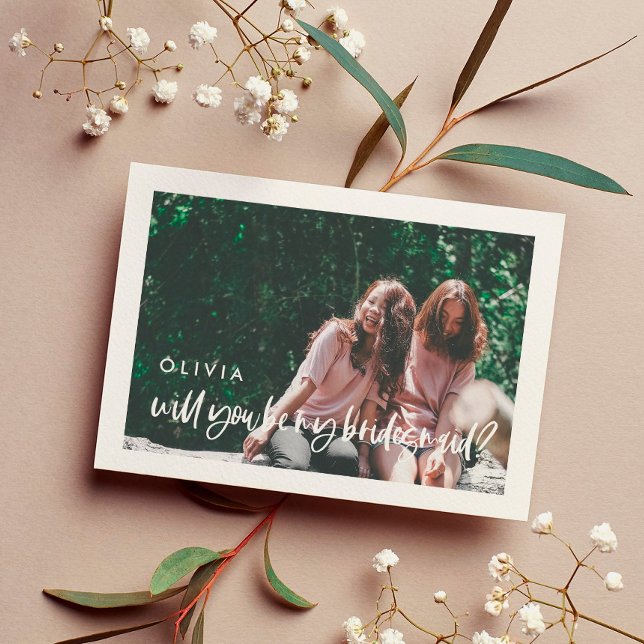 Modern elegant Bridesmaid proposal photo card (Creator Uploaded)