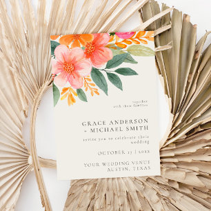 Modern Elegant Bright Floral Wedding Invitation