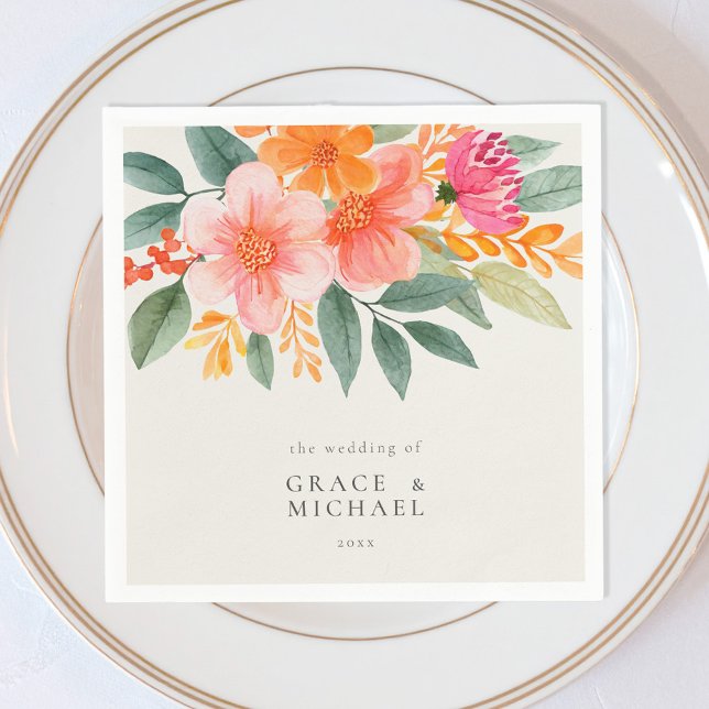 Modern Elegant Bright Floral Wedding Napkin (Creator Uploaded)