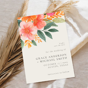 Modern Elegant Bright Floral Wedding Save The Date