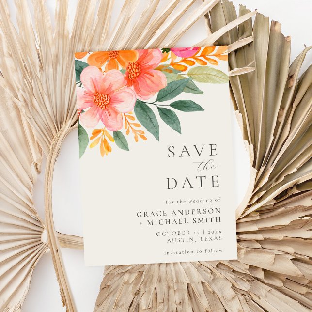 Modern Elegant Bright Floral Wedding Save The Date (Creator Uploaded)