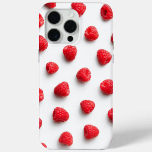Modern elegant bright watercolor raspberries iPhone 15 pro max case
