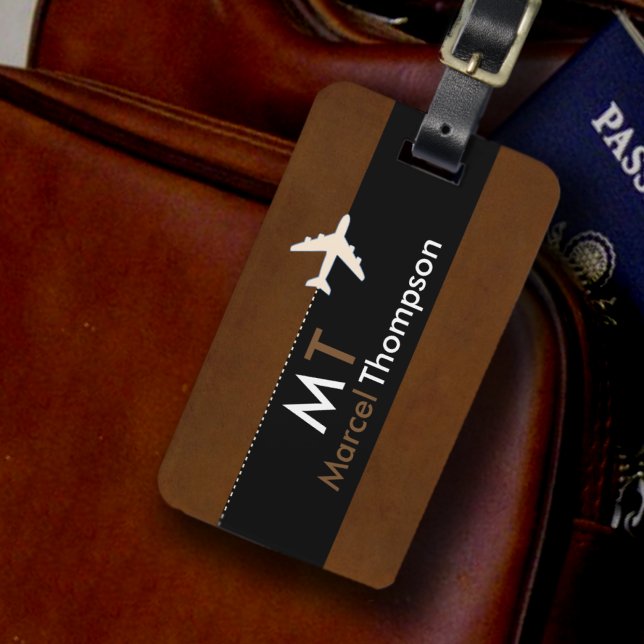 modern elegant brown aero luggage tag (Creator Uploaded)