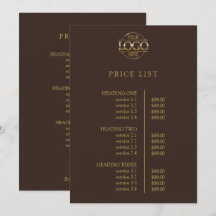 Modern Elegant Brown Business Logo Menu Price List