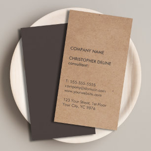 Modern Elegant Brown Kraft Paper Consultant Business Card