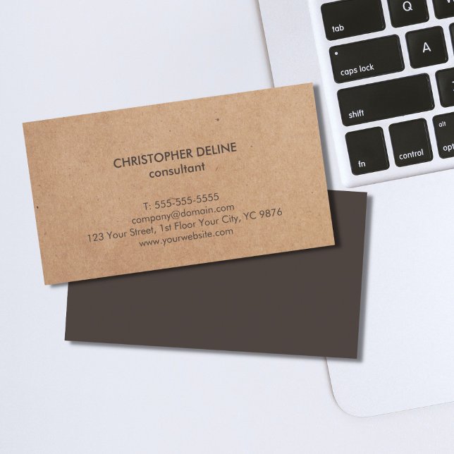 Modern Elegant Brown Kraft Paper Consultant Business Card (Creator Uploaded)
