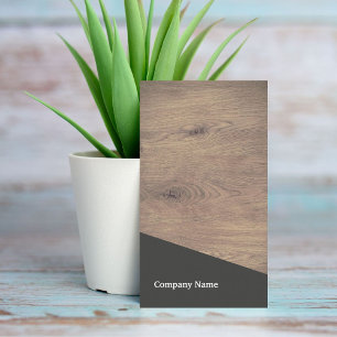 Modern Elegant Brown Wooden Grey Consultant Business Card
