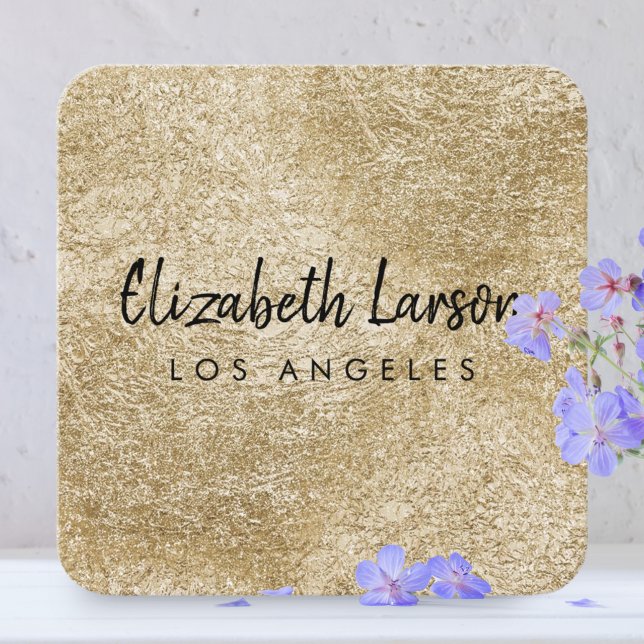 Modern Elegant Brushed Gold Metal Unique Squared Square Business Card (Creator Uploaded)