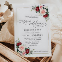 Modern Elegant Burgundy Blush Floral Wedding