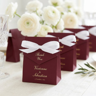 Modern Elegant Burgundy Gold Minimalist Wedding Favour Box