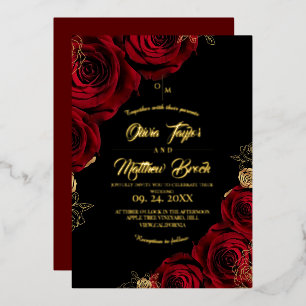 Modern Elegant Burgundy Gold Roses Wedding