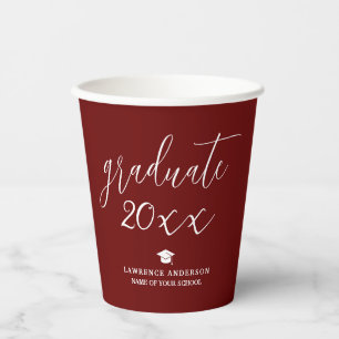 Modern Elegant Burgundy Graduate 2024 Graduation Paper Cups